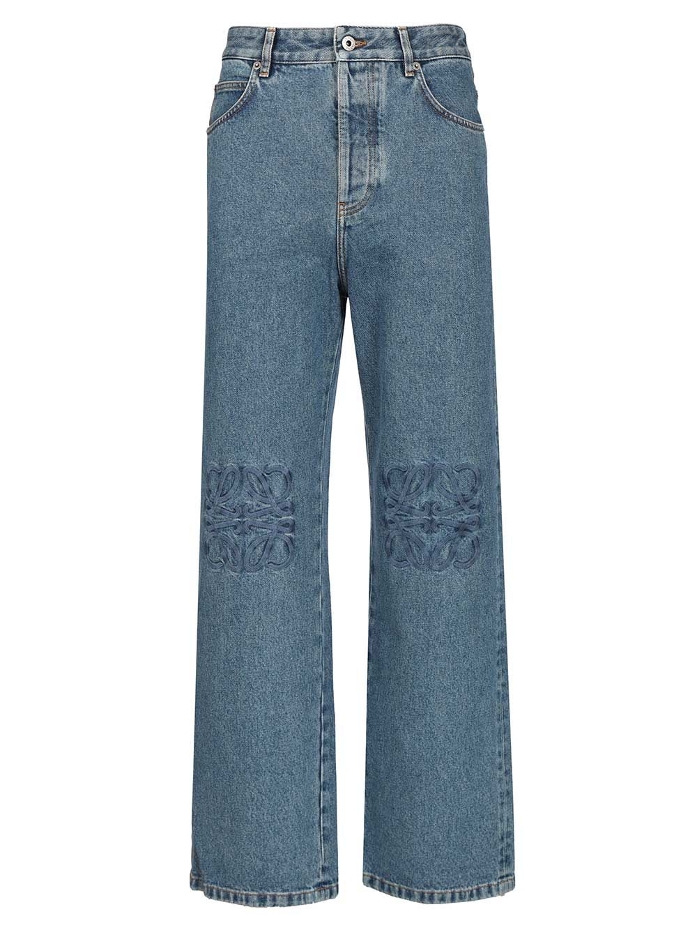 Loewe Anagram Baggy Jeans - Blue | ff2f86b0af681483e211a5a9406317c856aec379
