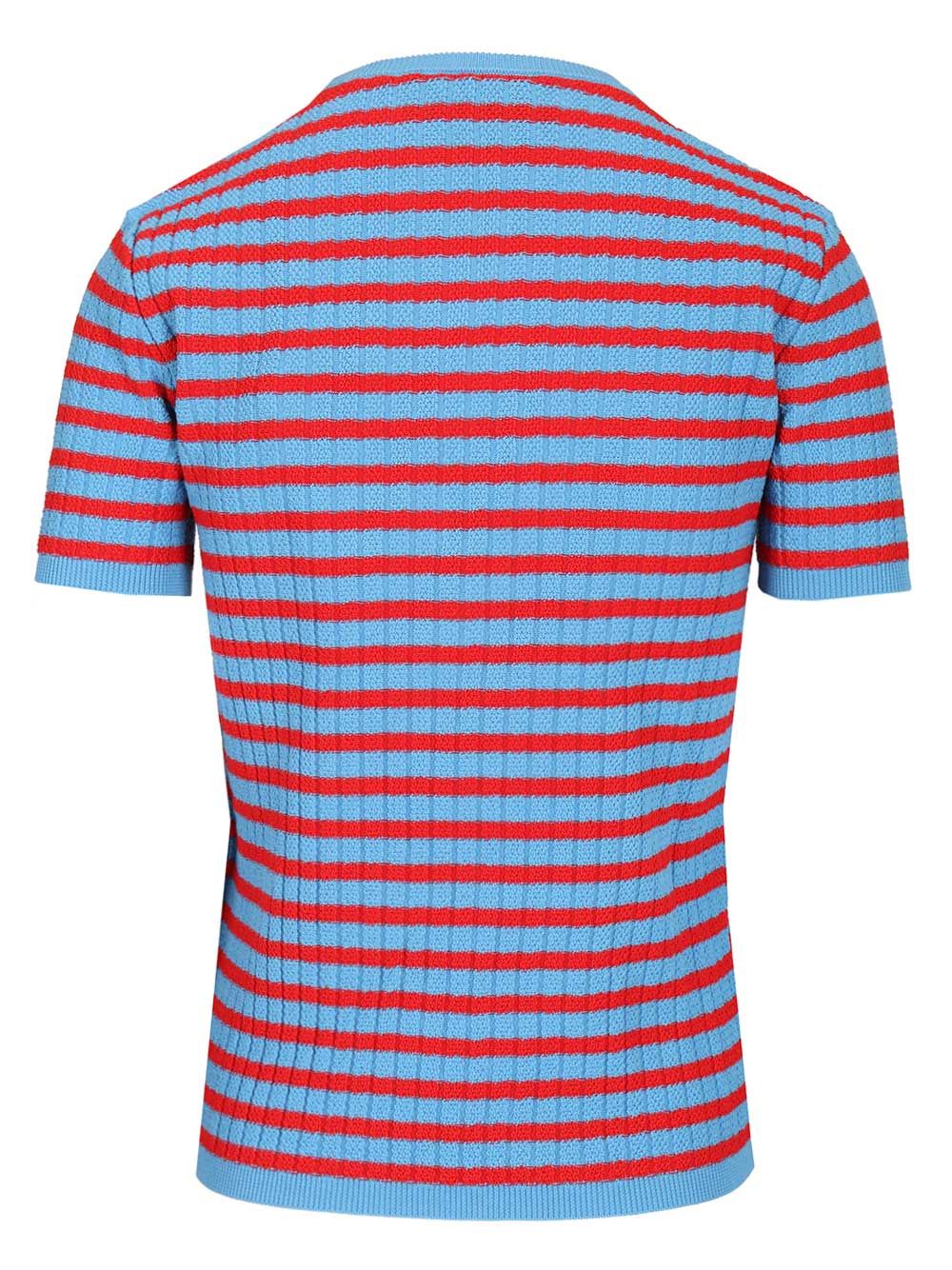 Valentino Garavani Ribbed And Striped Cotton T-Shirt - Blue | cc2e30e93c0d1a28a37c9871c6c40799d3fc4a63