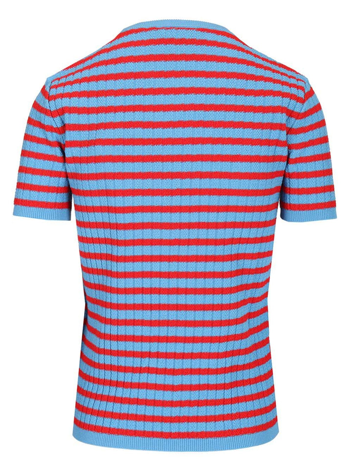 Valentino Garavani Ribbed And Striped Cotton T-Shirt - Blue | cc2e30e93c0d1a28a37c9871c6c40799d3fc4a63