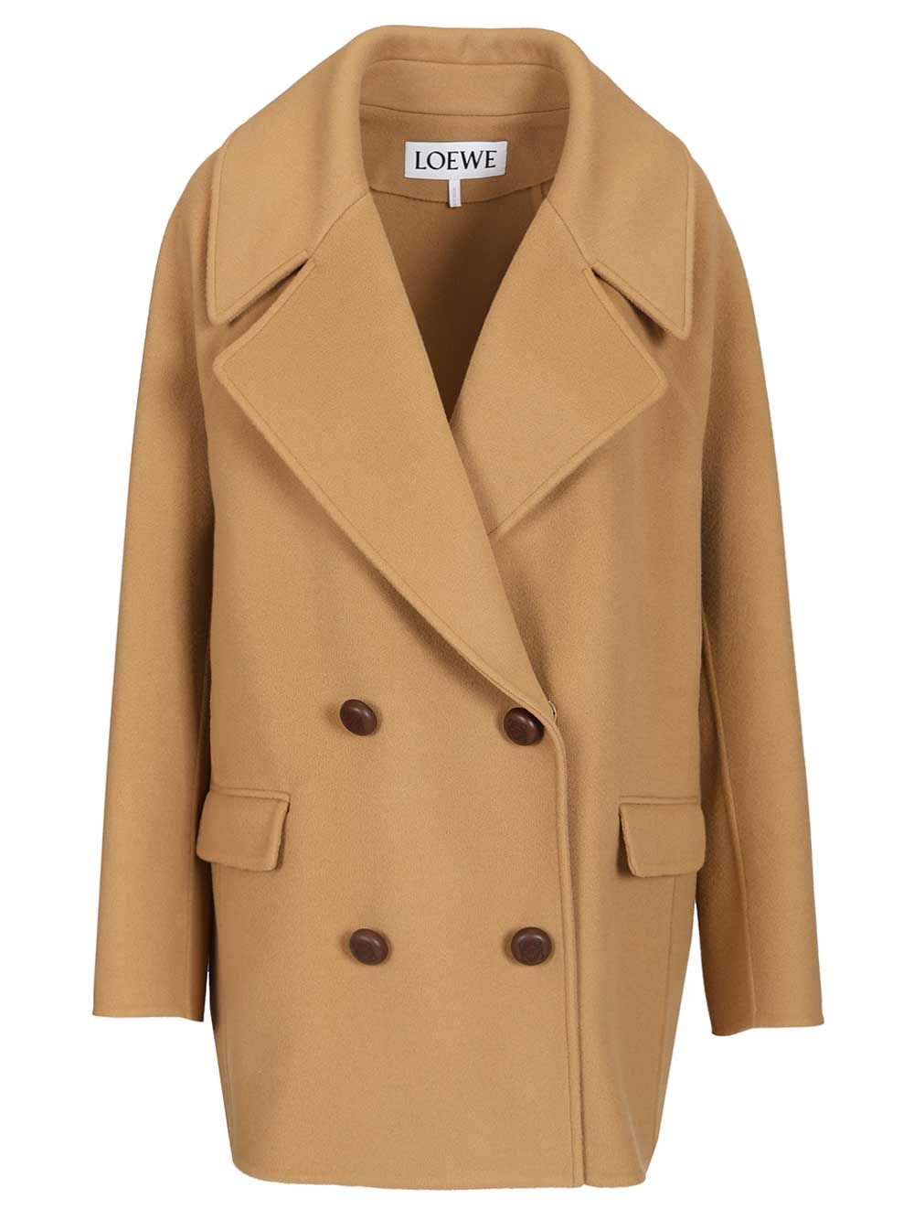 Loewe Short Wool Coat Coats - Beige | e8145df8717087d0e781539a59fa449b190afb8b