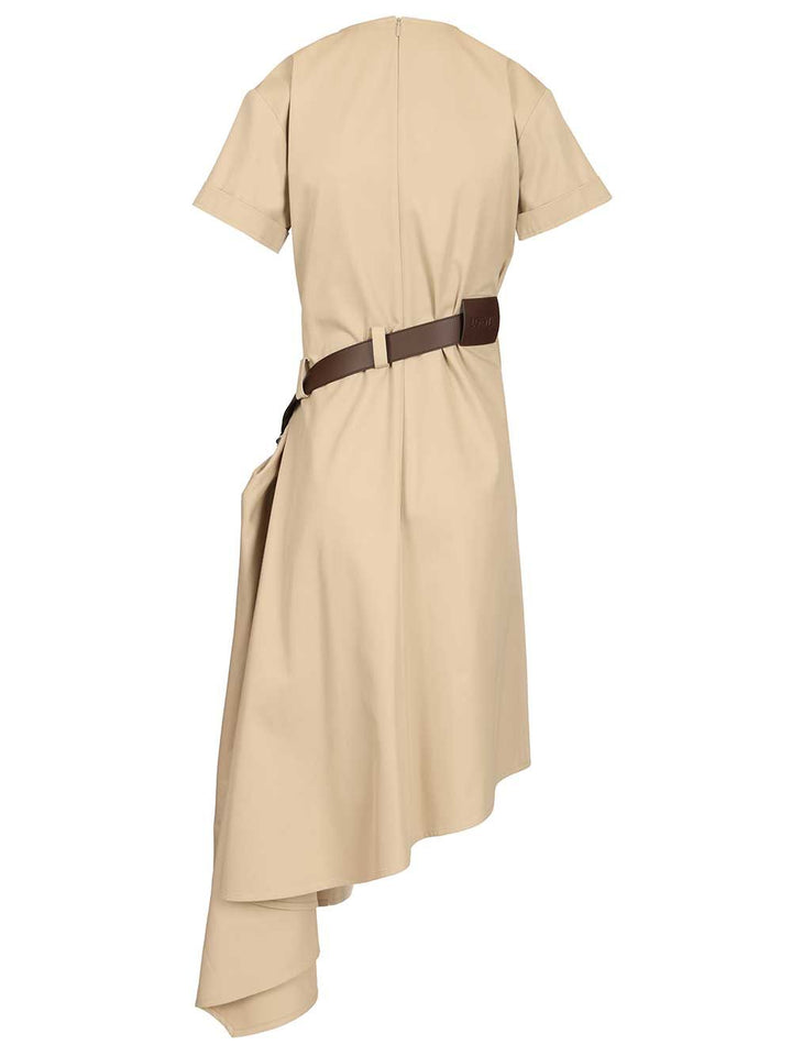 Loewe Belted Dress In Cotton And Silk Dresses - Beige | 6816a50f329bef0b4a6e5a1d69e5cf2ca81486fd