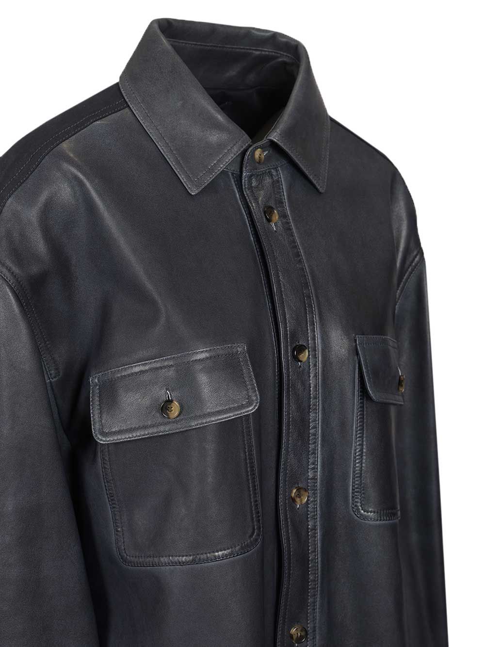 Loewe Lambskin Shirt Jacket Jackets - Blue | bfed551122a98180fa4fe2d2d7b6ceea94770ca5