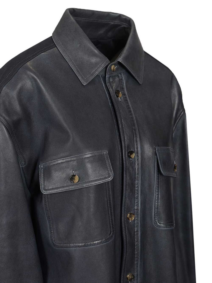 Loewe Lambskin Shirt Jacket Jackets - Blue | bfed551122a98180fa4fe2d2d7b6ceea94770ca5