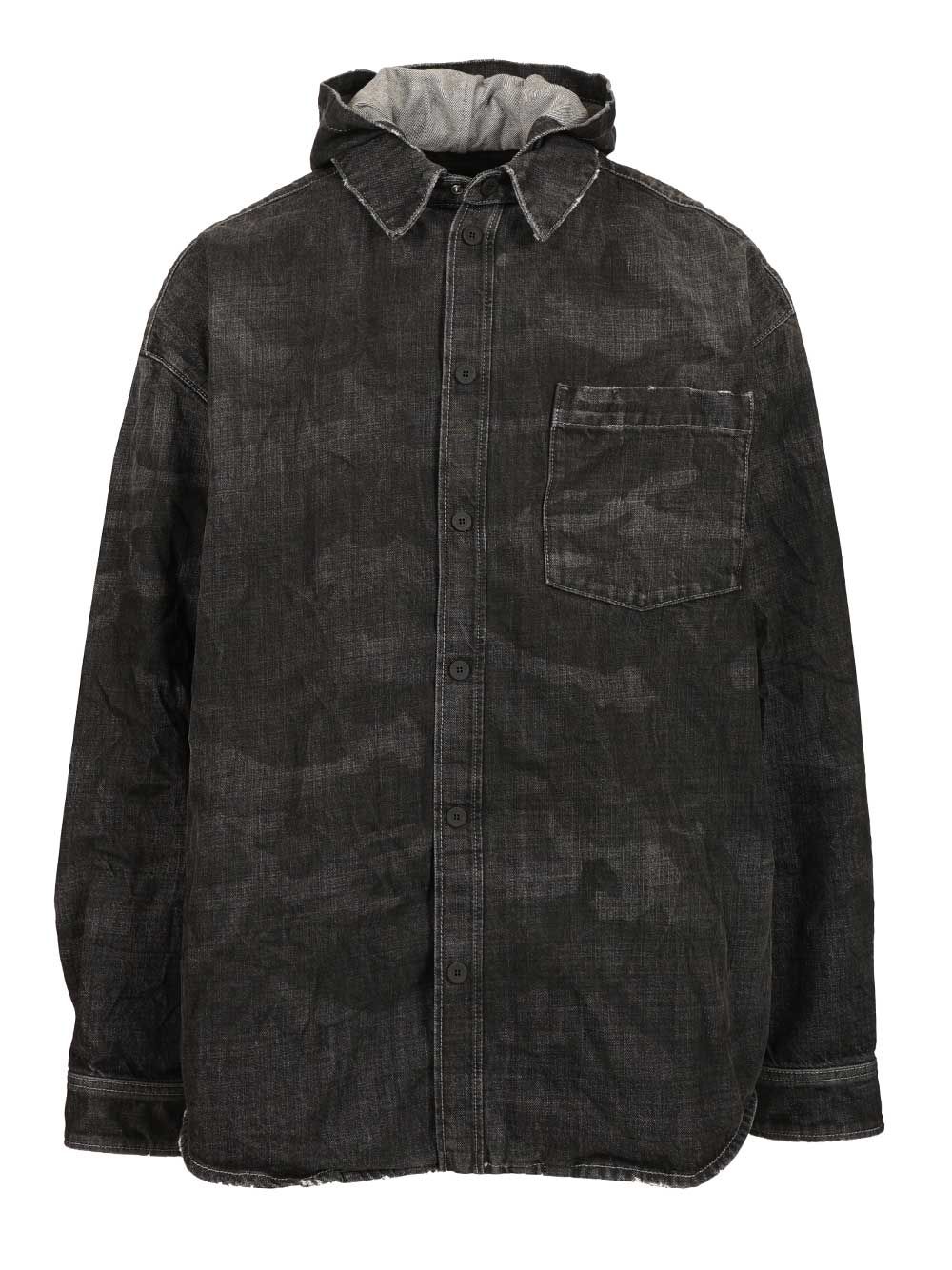 Balenciaga Denim Parka With Hood Jackets - Black | a332d1ac74588d7ac69aa09320a5e5b24c35c68b