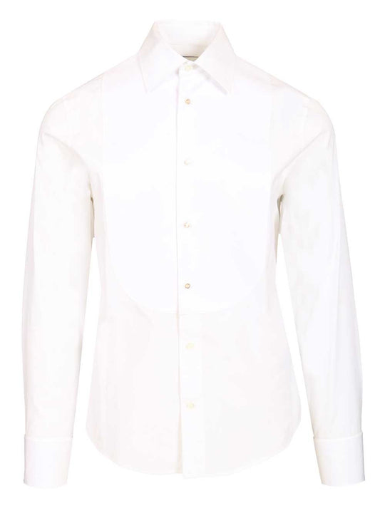 Slim-Fit Cotton Tuxedo Shirt Shirts White