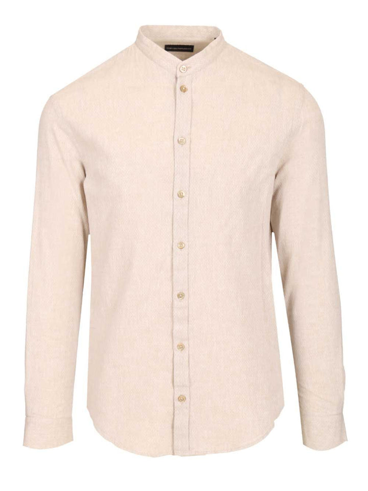 Emporio Armani Mandarin Collar Shirt Shirts - Beige | fc4e7bd34c109f60ed664dbf9ccf2ac7bc261345