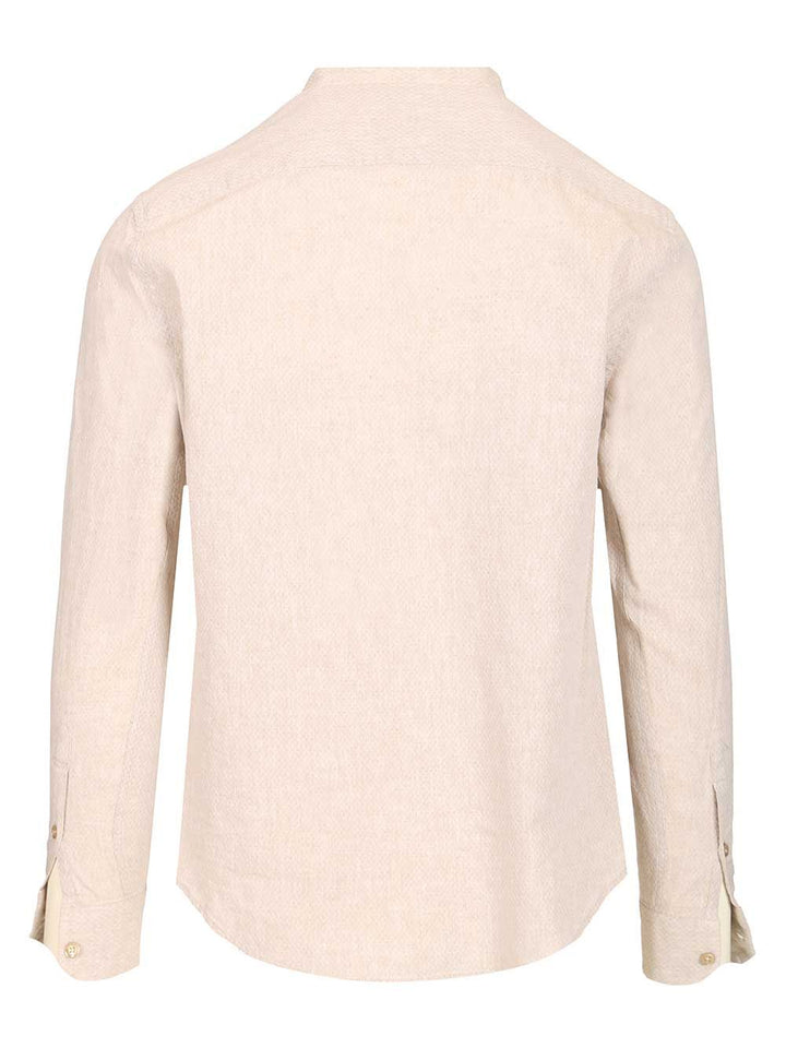 Emporio Armani Mandarin Collar Shirt Shirts - Beige | f082708d5248570eeb77618e5ee15e0e949cef48
