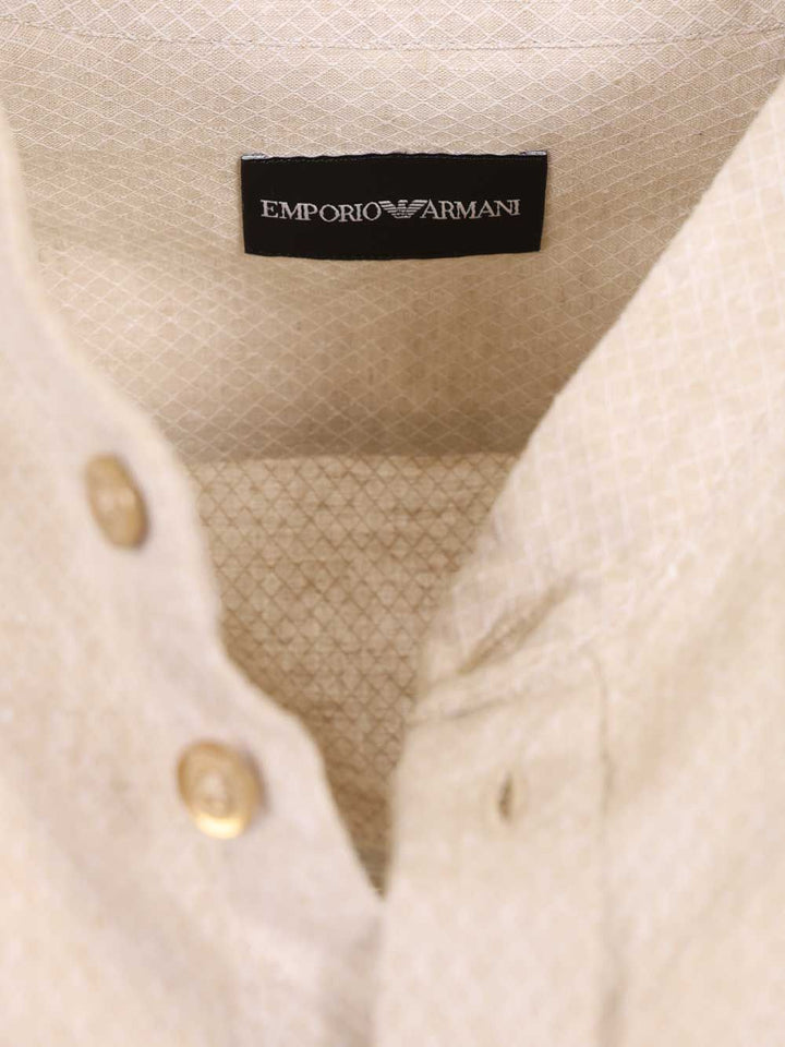 Emporio Armani Mandarin Collar Shirt Shirts - Beige | dd498906a7955387187e452e4a8a5ae0a4e7b11f