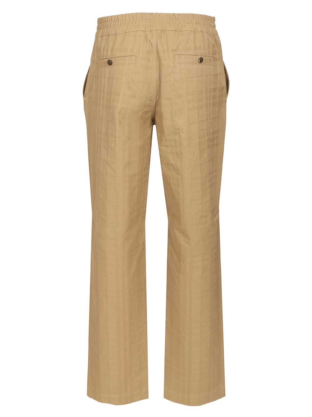 Burberry Textured Check Cotton Trousers - Beige | d69d849d309010a925798cb61ad2a3da7e32ef2e