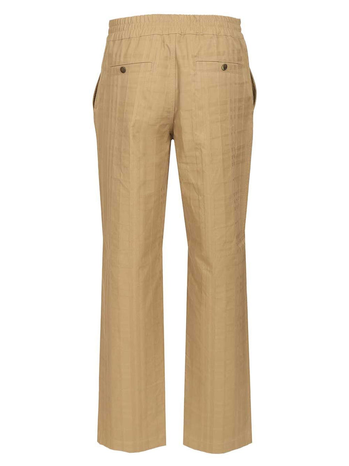 Burberry Textured Check Cotton Trousers - Beige | d69d849d309010a925798cb61ad2a3da7e32ef2e