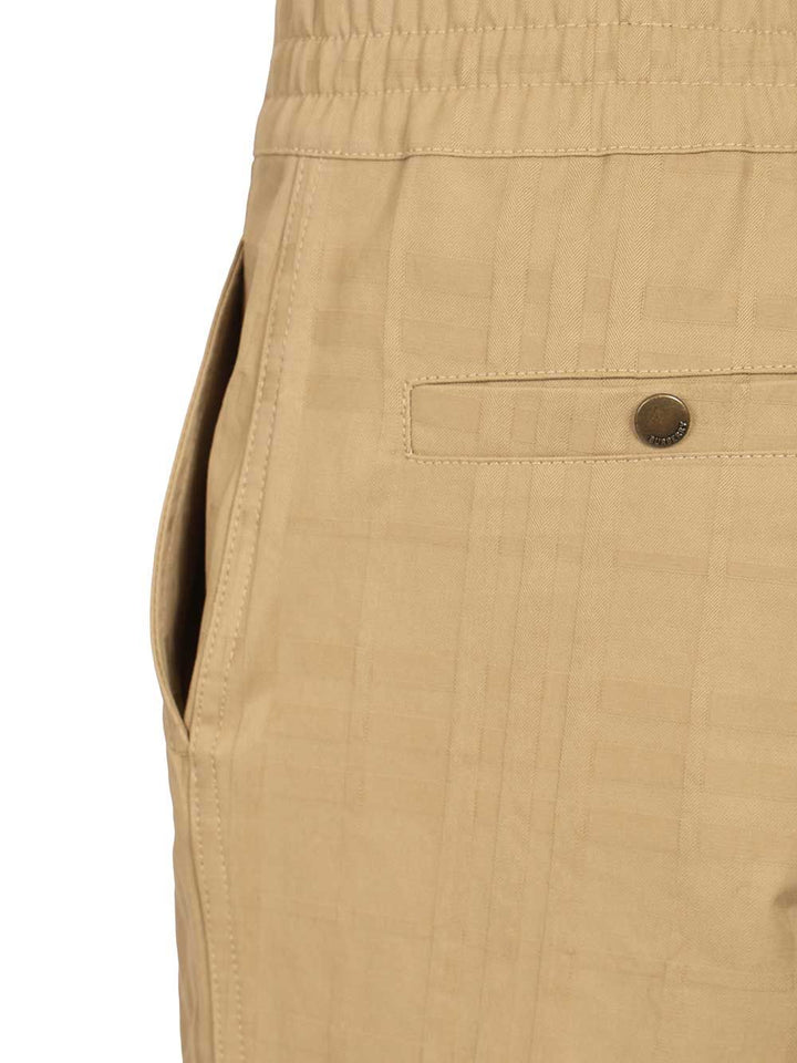 Burberry Textured Check Cotton Trousers - Beige | 719e8ef9d9736ff529e4ee9b6244739727aa2d0d