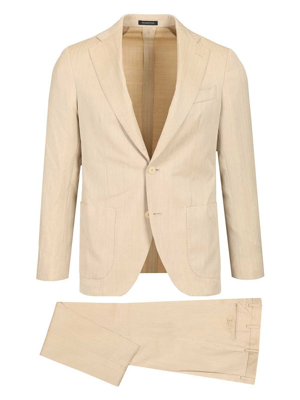 Herringbone Wool Suit Dresses Beige