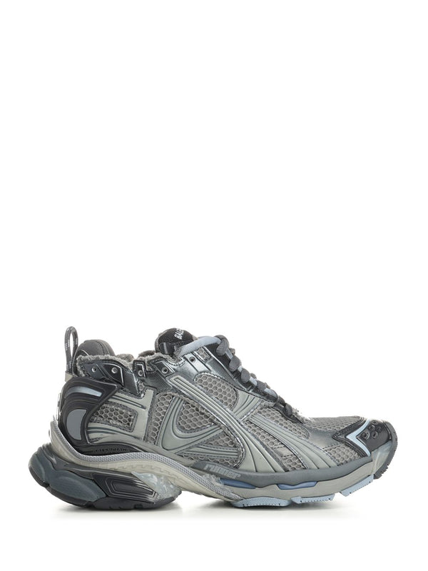 Runner In Mesh And Nylon Sneakers Grey
