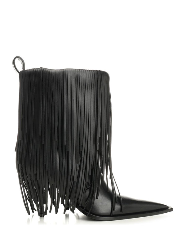 Avenue Fringe Ankle Boots Black