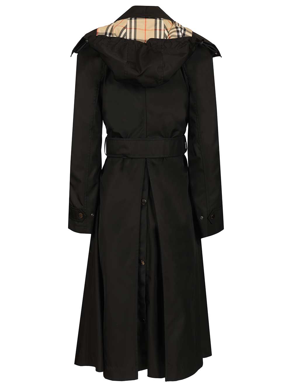 Burberry Long Car Coat With Hood Coats - Black | 9c32c1ce28a2e32b05540c18beeb097f6c2f931e