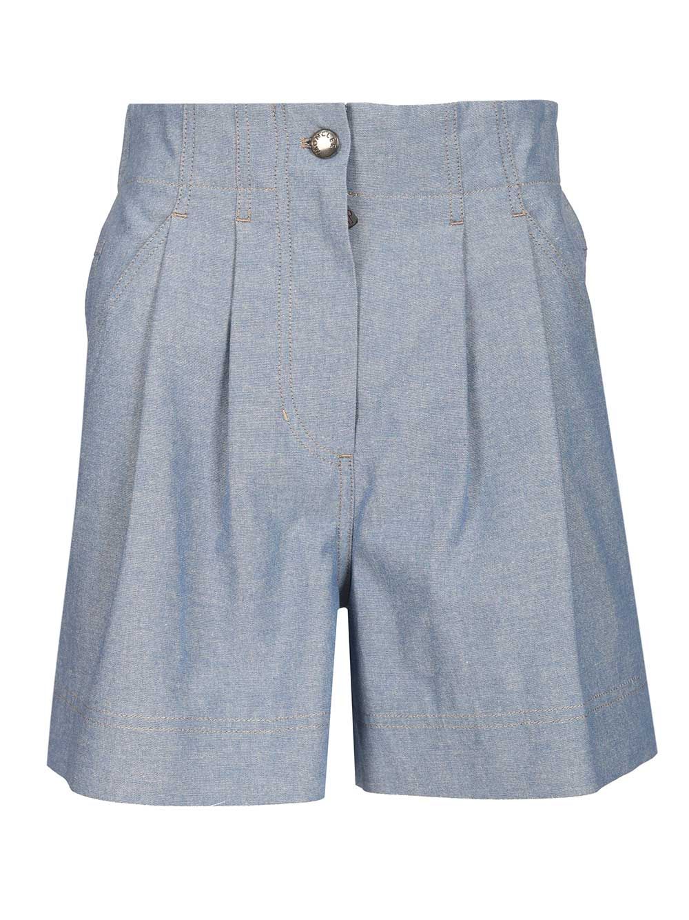 Moncler Grenoble Chambray Cotton Shorts Trousers - Light blue | 17648ba508f656b50003215ee52ee48f33b20269