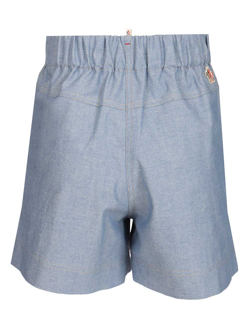 Moncler Grenoble Chambray Cotton Shorts Trousers - Light blue | c5eeec5268c0227748dacefb838f67dccbf99e56