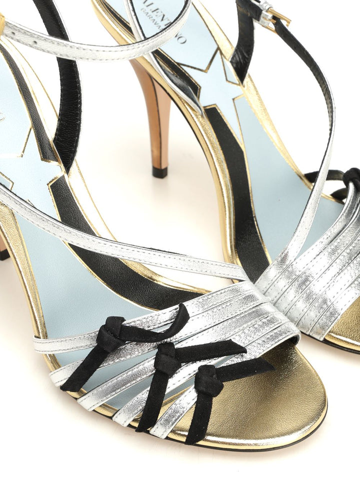 Valentino Garavani Nodine Sandal In Laminated Nappa Sandals - Silver | c1b657c5b76ab45d24323cc0f32c302fa63f7546