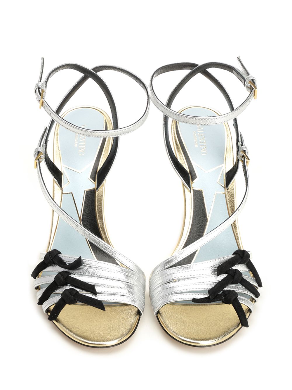 Valentino Garavani Nodine Sandal In Laminated Nappa Sandals - Silver | 34c54fafde025c3127392a05927839c19d74e273
