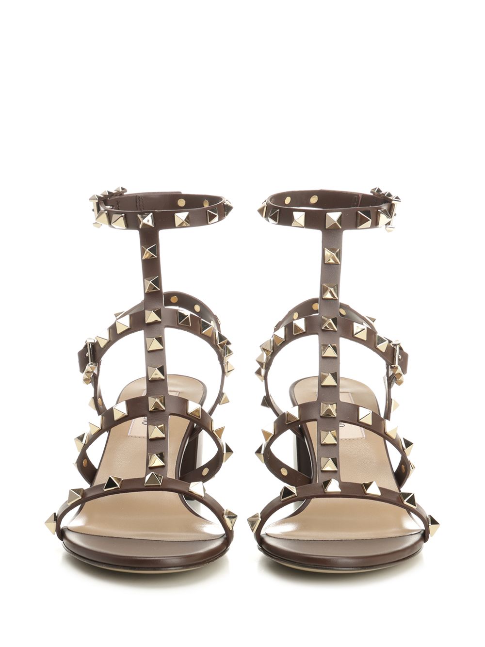 Valentino Garavani Rockstud Leather Sandals - Brown | 9e124933cacf0c3e6baa2bbf1c68132f71a13361