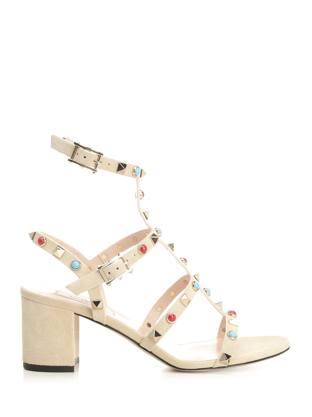 Valentino Garavani Rockstud Suede Sandals - Beige | 52f5ed287d50491f4e921401026d62f63a6abc5c