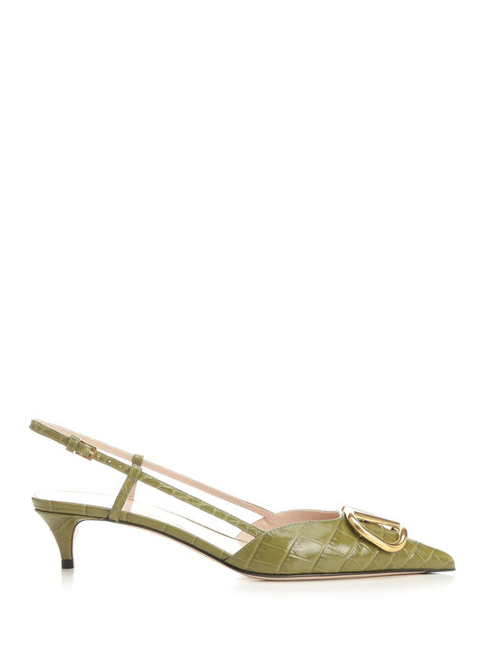 Vlogo Signature Slingback In Leather Pumps Green