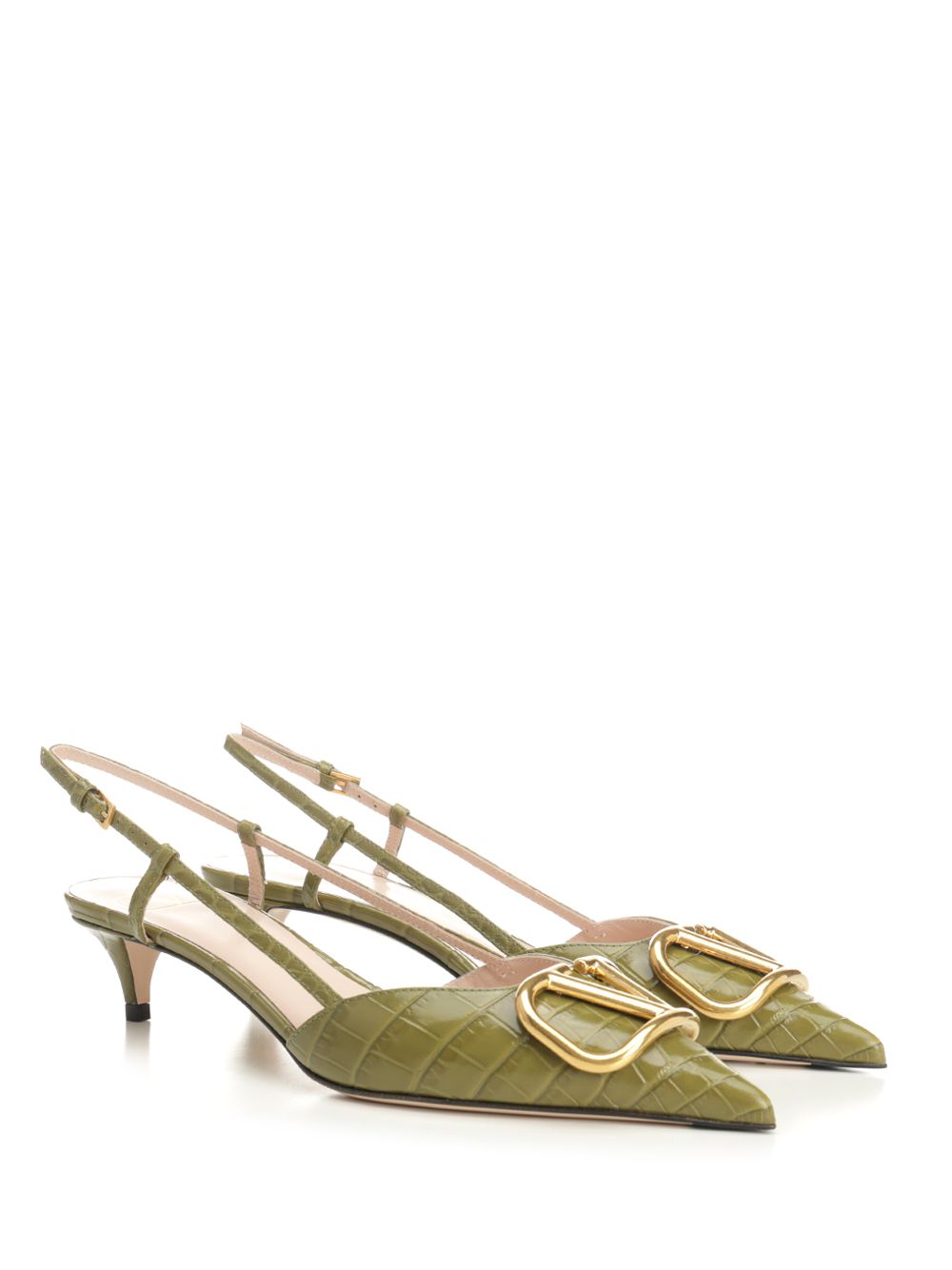 Valentino Garavani Vlogo Signature Slingback In Leather Pumps - Green | fc1572fab93b942f7ea372e50721762fb41c428e