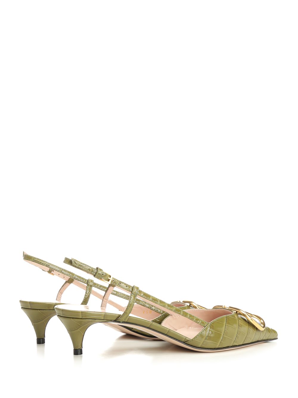 Valentino Garavani Vlogo Signature Slingback In Leather Pumps - Green | b581a294a1d7f20f2d926c2959ff06c46407d9fb