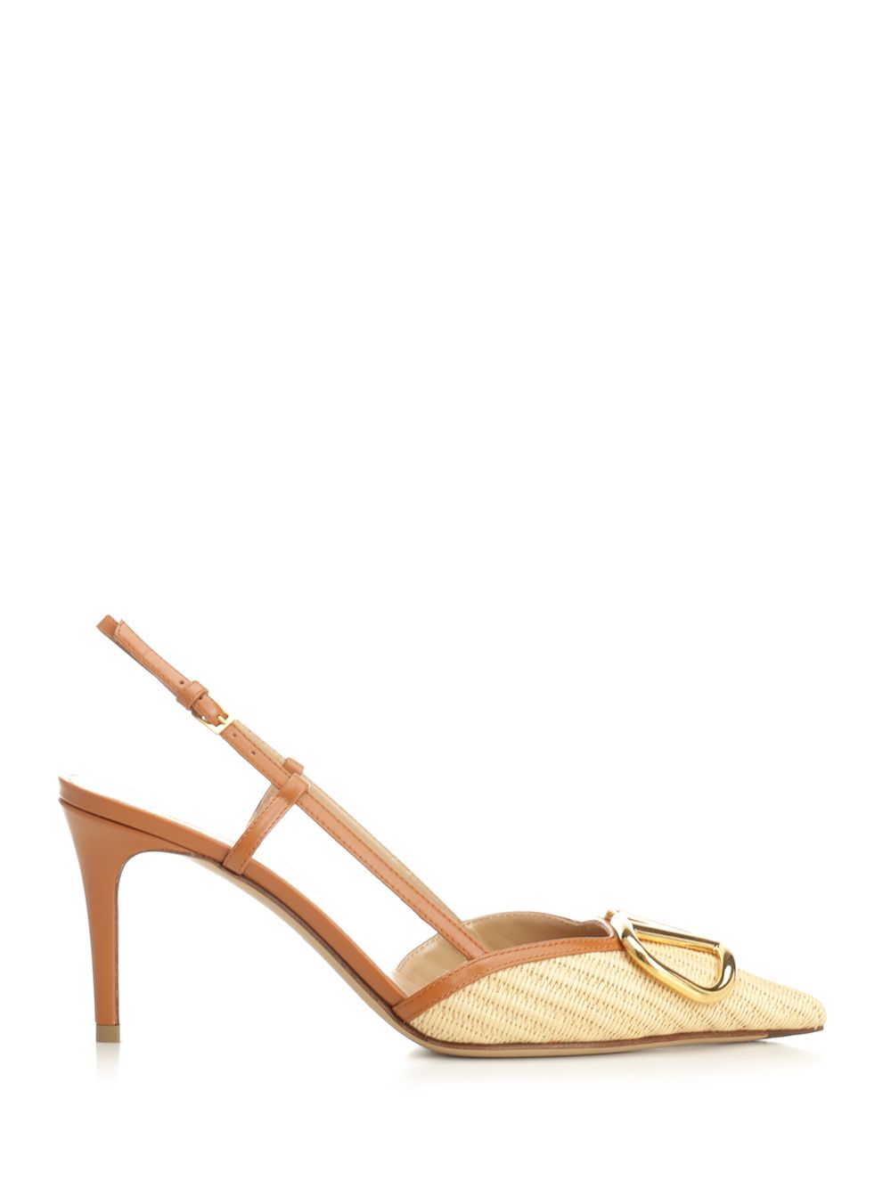 Valentino Garavani Vlogo Signature Slingback Décolleté In Raffia Pumps - Beige | d9ccfdbd9d36b494417f5bfe1ee798cf7b0de7b1