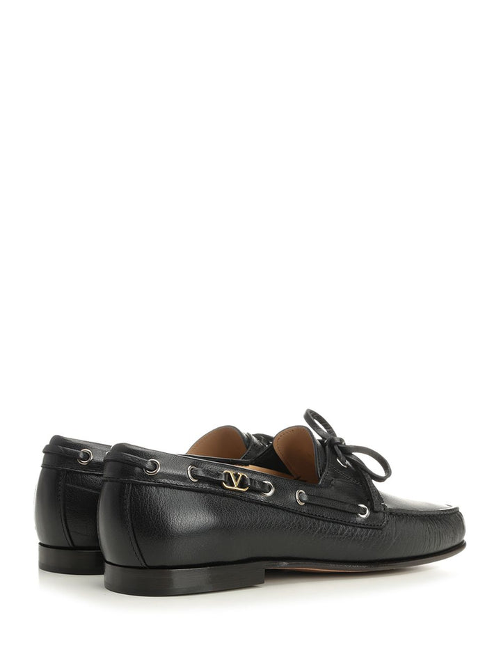 Valentino Garavani Leather Loafers With Logo Scarpe basse - Black | 8fd599f4de259123de7fc9e33aec6f4d43d77ec8