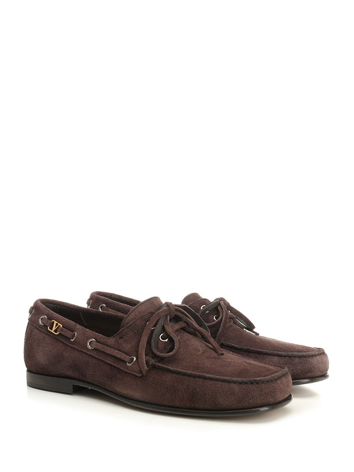 Valentino Garavani Suede Loafers With Logo Scarpe basse - Brown | 3dcff822595822cd1a457b1e20bc7d53e4dadf00