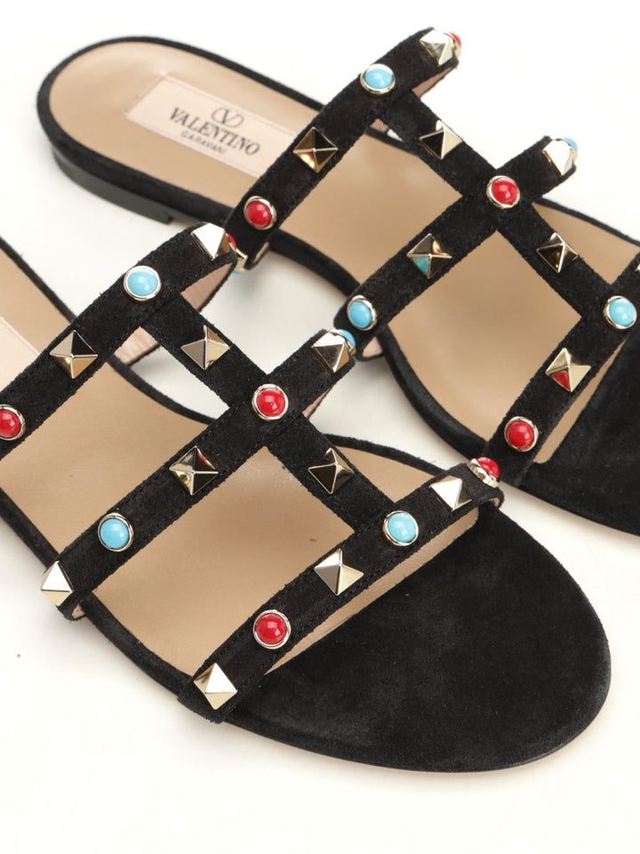 Valentino Garavani Rockstud Low Sandals Scarpe basse - Black | 0e001d8a5ba324fe3b587c2301b65a33af6f495b