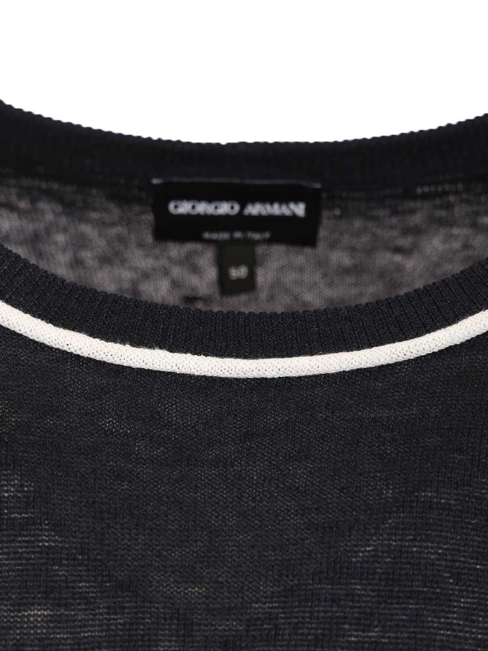 Giorgio Armani Crew Neck Sweater In Linen And Silk Knitwear - Blue | 17978f7eb4abeacf262e1228c282802a90d4c4f5