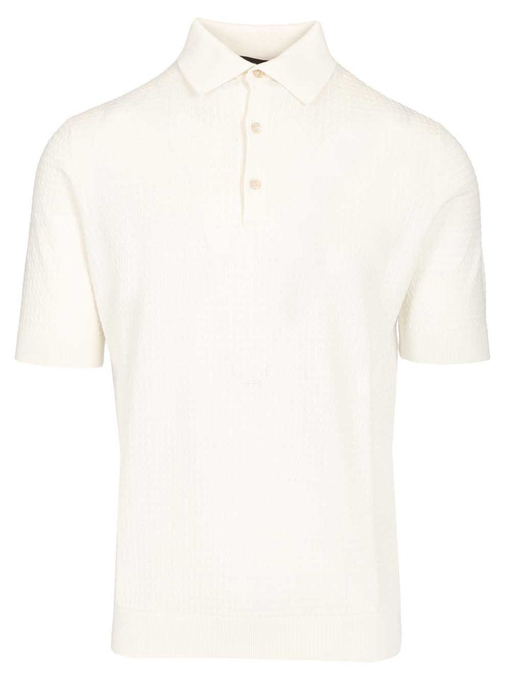 Filippo De Laurentiis Cable Knit Polo shirt - White | 4bbfb1e3d19e472c3585b540f9844be84667e590