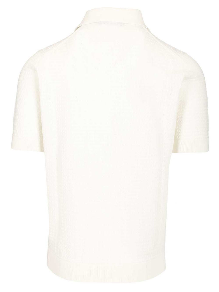 Filippo De Laurentiis Cable Knit Polo shirt - White | 2a2ad7ba5cbea0e6596558b2e943fb6b28e4ba88