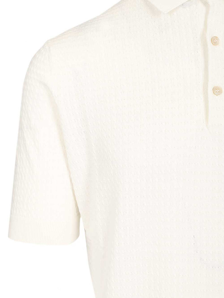 Filippo De Laurentiis Cable Knit Polo shirt - White | cbc288cfe31538102a1ca419d74b960b23ec50de
