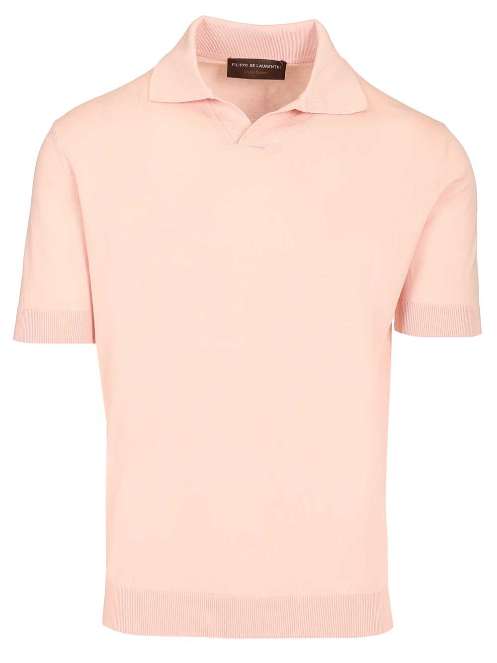 Filippo De Laurentiis Cotton Crepe Polo shirt - Rose | c5ecada557b3ffcf4e40f62913c930bf3274d7c7