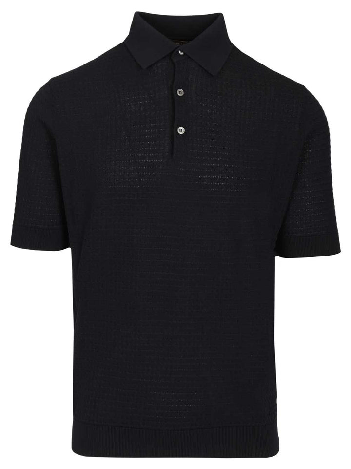 Filippo De Laurentiis Cable Knit Polo shirt - Blue | eb57fd022a992d0ad91e931ee876852d148480b6