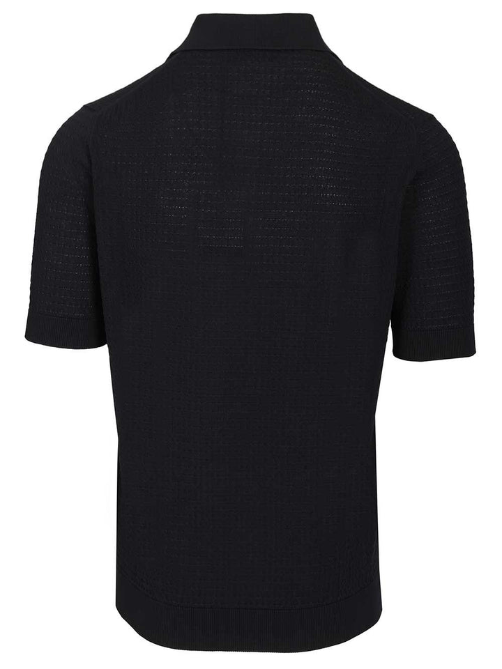 Filippo De Laurentiis Cable Knit Polo shirt - Blue | acf6d21c13bf0403c4e7012da447c5d43519e431