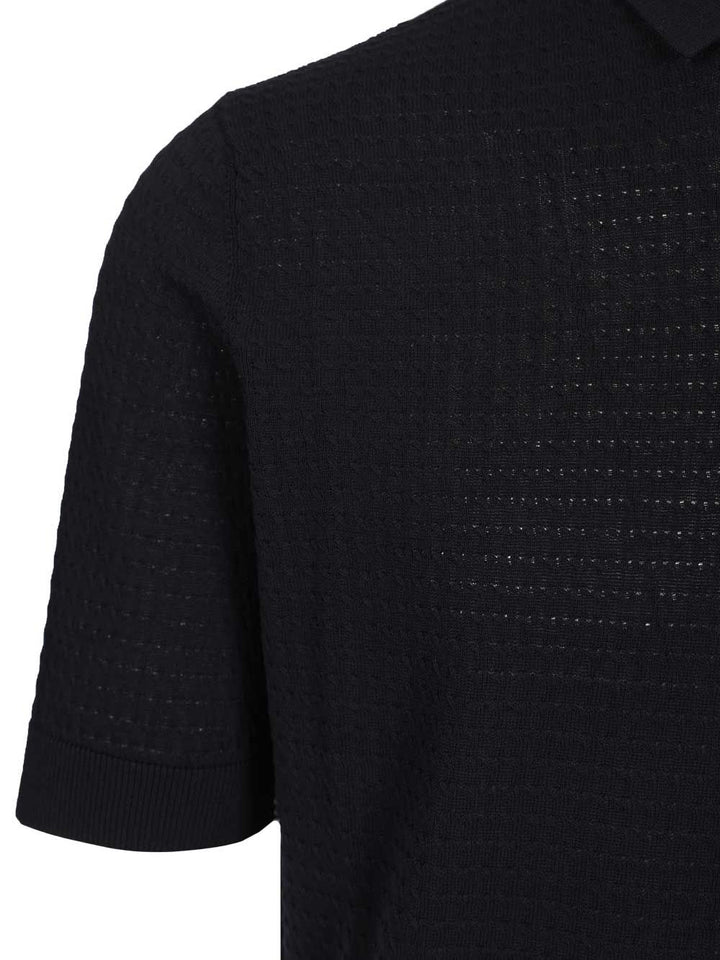 Filippo De Laurentiis Cable Knit Polo shirt - Blue | a55608d2e19b1e8f790bd9d1a9b63f295ac22283