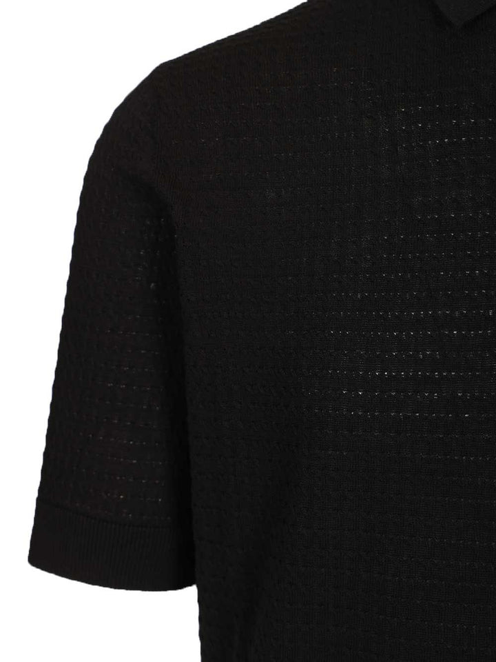 Filippo De Laurentiis Cable Knit Polo shirt - Black | 9db82dfc159abb98f5c76bbfbcbd58c5bf3dce44