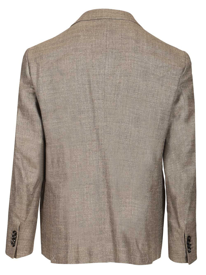 Giorgio Armani Double-Breasted Linen Blend Blazer Jackets - Grey | ac3ec53eedc8663d5d96069ee3e2331ae8ed8113