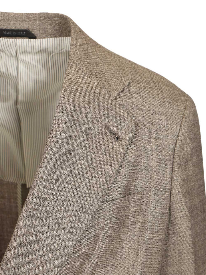 Giorgio Armani Double-Breasted Linen Blend Blazer Jackets - Grey | d7c01c51b8a51860493d650b93ff485c87f6d7ab