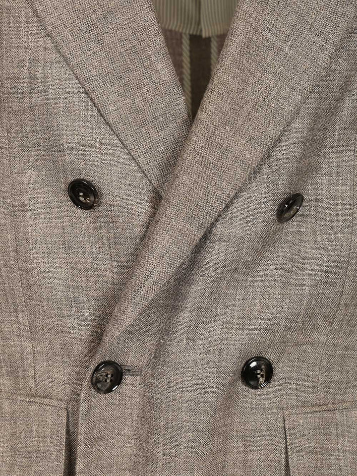 Giorgio Armani Double-Breasted Linen Blend Blazer Jackets - Grey | a6ca63b40248066a9129f4bcc166566def810c35