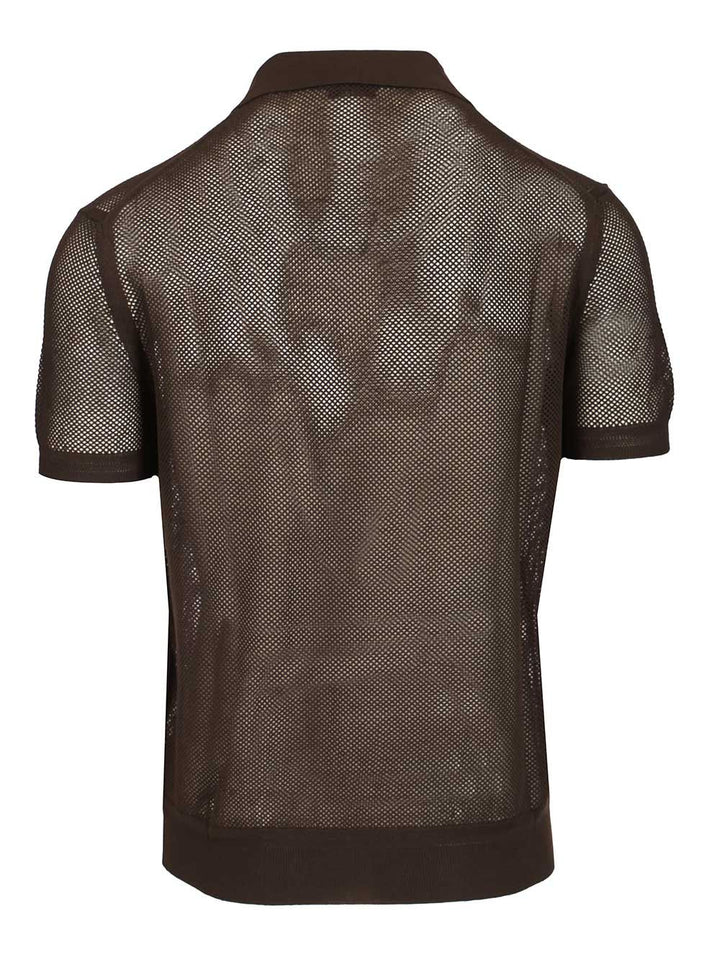 Tom Ford Knitted Polo shirt - Brown | d41eca80def5159d86c2a71c0c69c6ec554d000d
