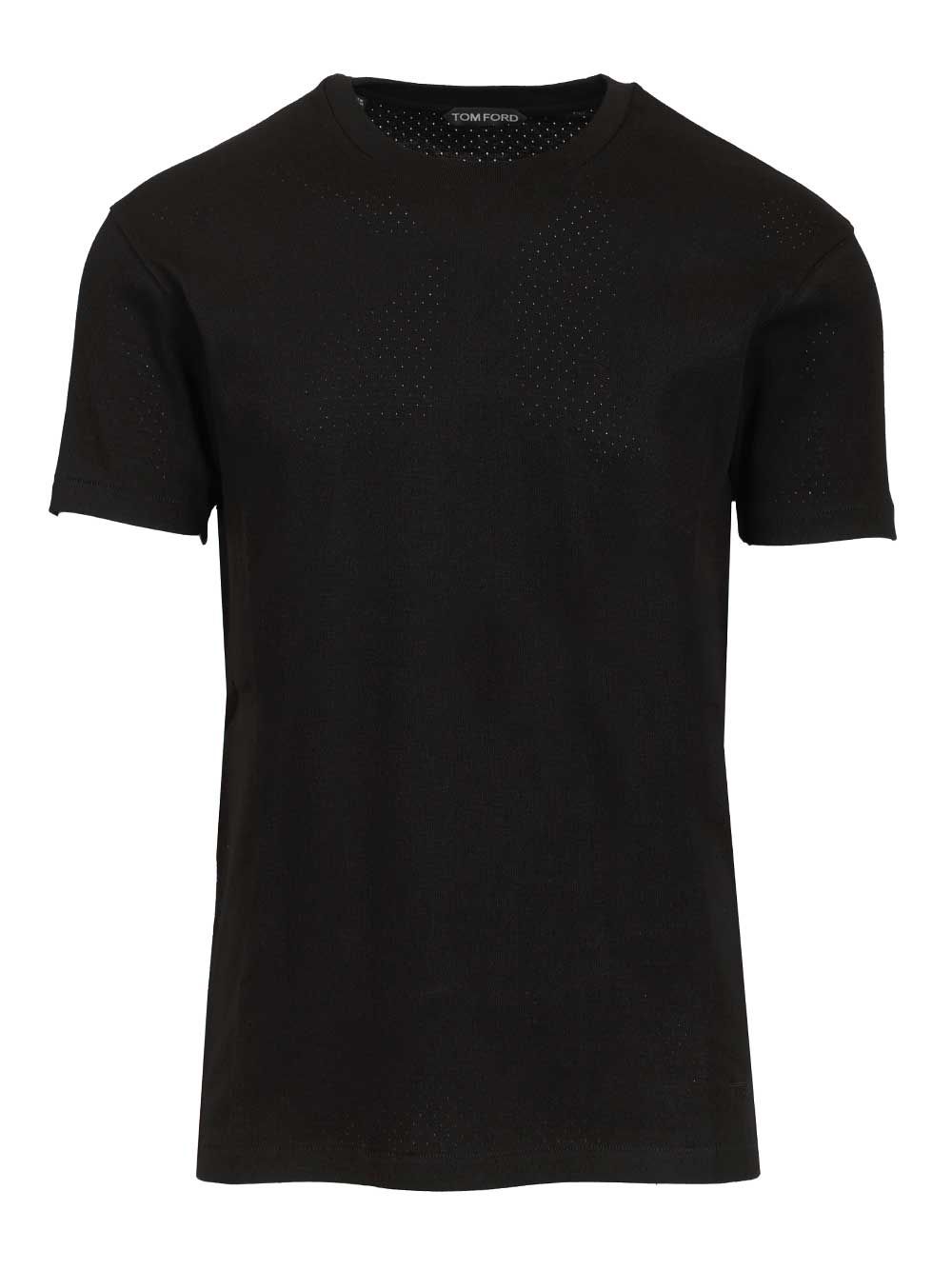 Tom Ford Perforated Ribbed T-Shirt - Black | 78993631539e3c0ff61907a4add1d4944159ba47