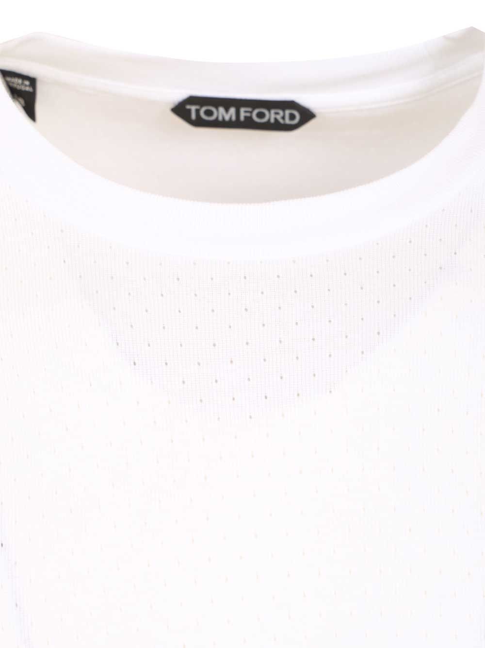 Tom Ford Perforated Ribbed T-Shirt - White | 5ced528730bce8f73b3f2178578fb3c50f09e844