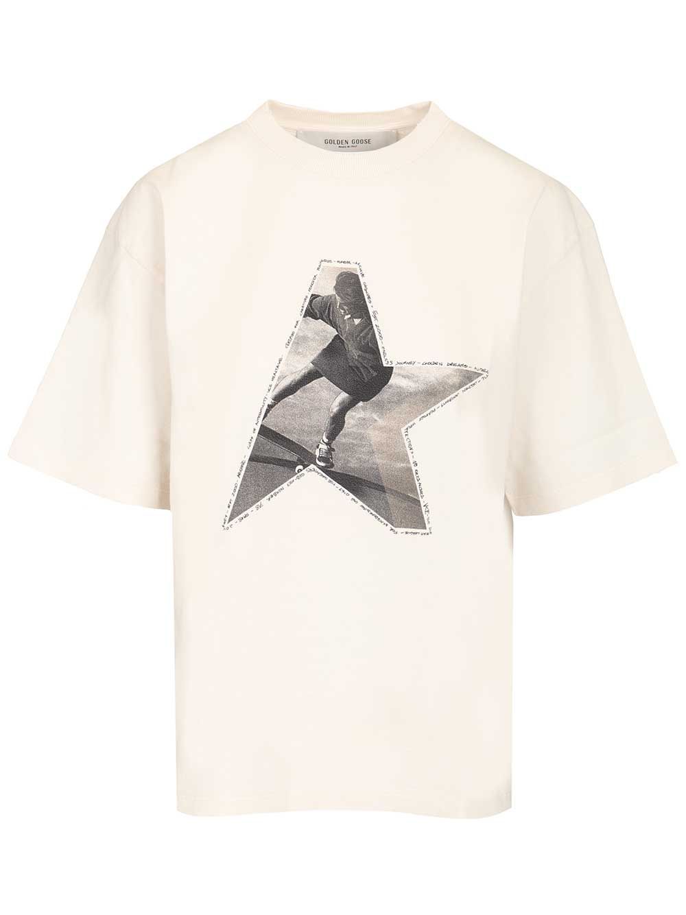 Golden Goose Deluxe Brand Cotton  With Print T-Shirt - White | 3f53d912b2cd634f592f4a7692a5098261380ce6