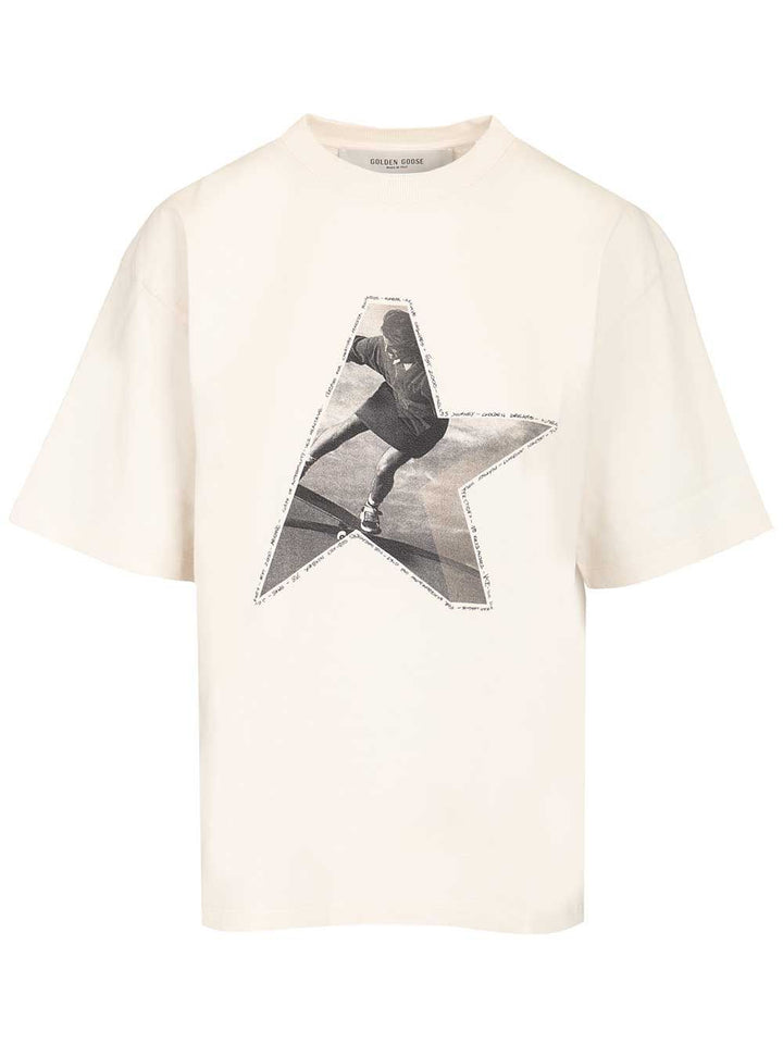 Golden Goose Deluxe Brand Cotton  With Print T-Shirt - White | 3f53d912b2cd634f592f4a7692a5098261380ce6