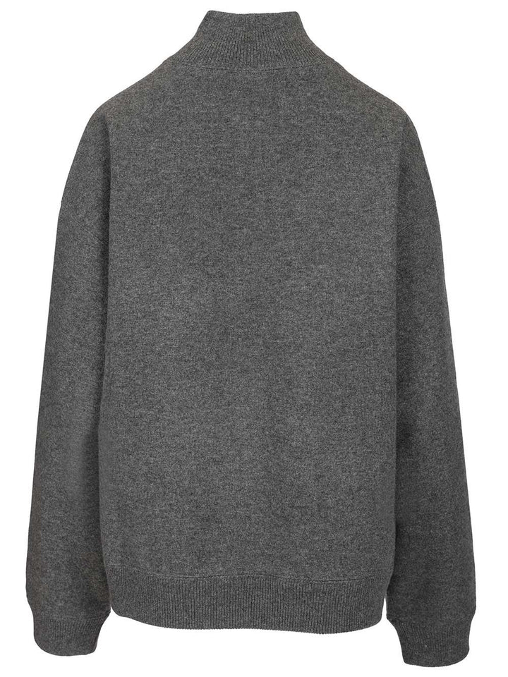 Miu Miu Cashmere And Jersey Zip-Up Sweater Knitwear - Grey | 1e6ac5e3581a4935867a7b544d6f07ea46673ce1